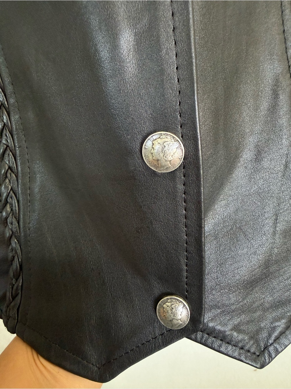 Pro Rider Women’s Black Genuine Leather Motorcycle Biker Vest Lace Up Size S-M - Picture 5 of 12